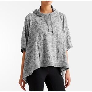 Talbots Womens One Size Petite Gray Space Dye Hooded Poncho Athleisure Cape